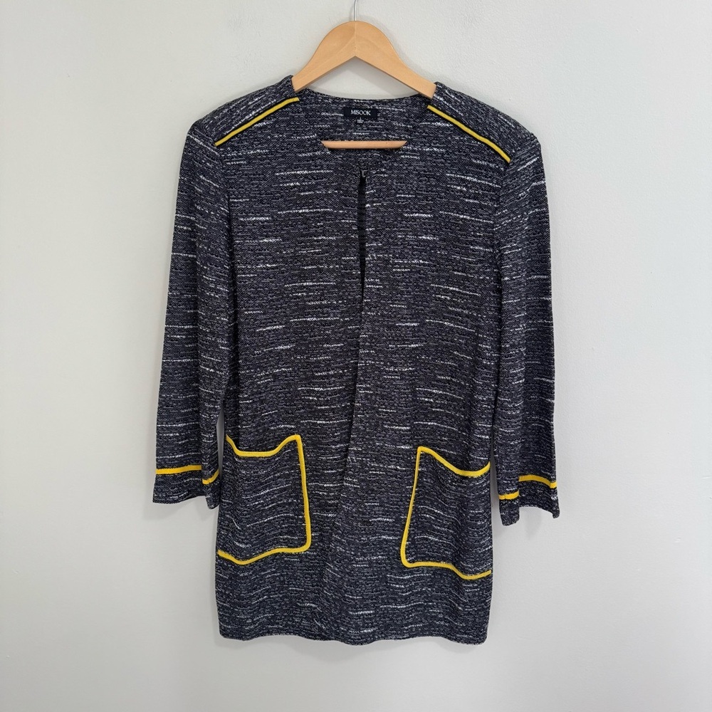 Misook Yellow Piped Jacket Cardigan